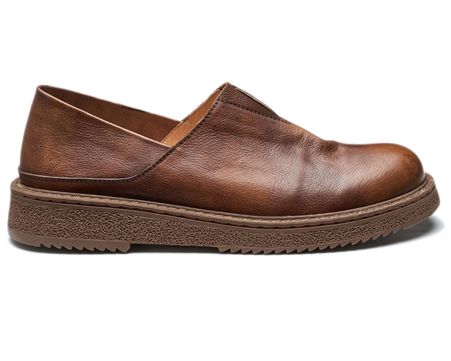 Men's slip-on lazy slip-on retro low-cut thick-soled loafers, coffee / 6 / D
