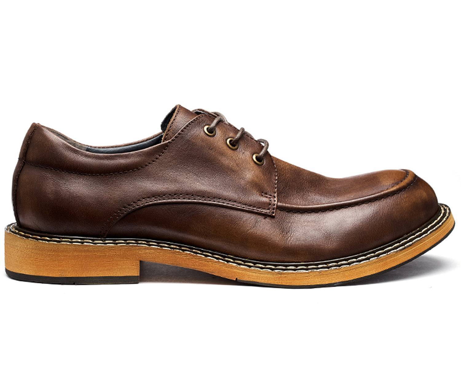 Men's Leather Moc Toe Work Shoes, Coffee / 12.5 / D Men's Leather Moc Toe Work Shoes, Coffee / 12.5 / D