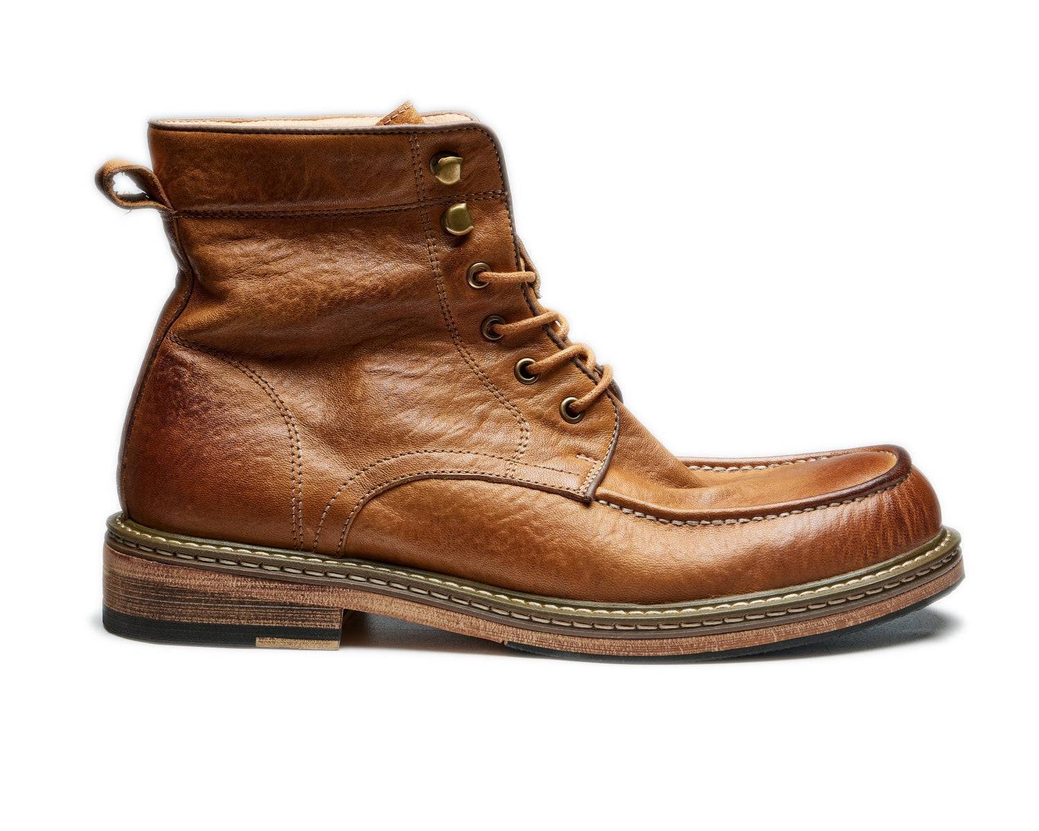 Men's Goodyear Welt Leather Lace Up Moc Toe Work Boots
