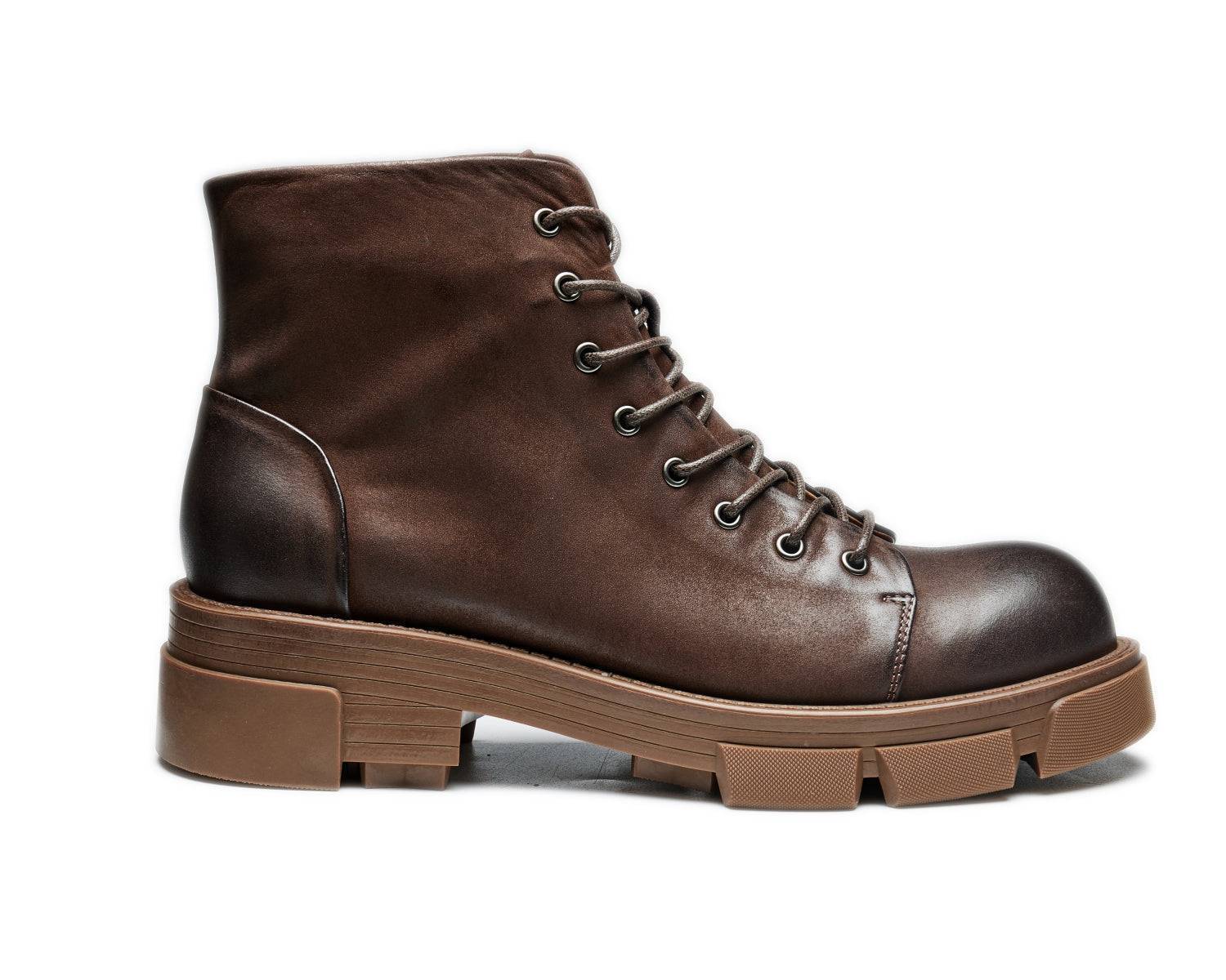 Men's high top thick sole retro genuine leather work boots10