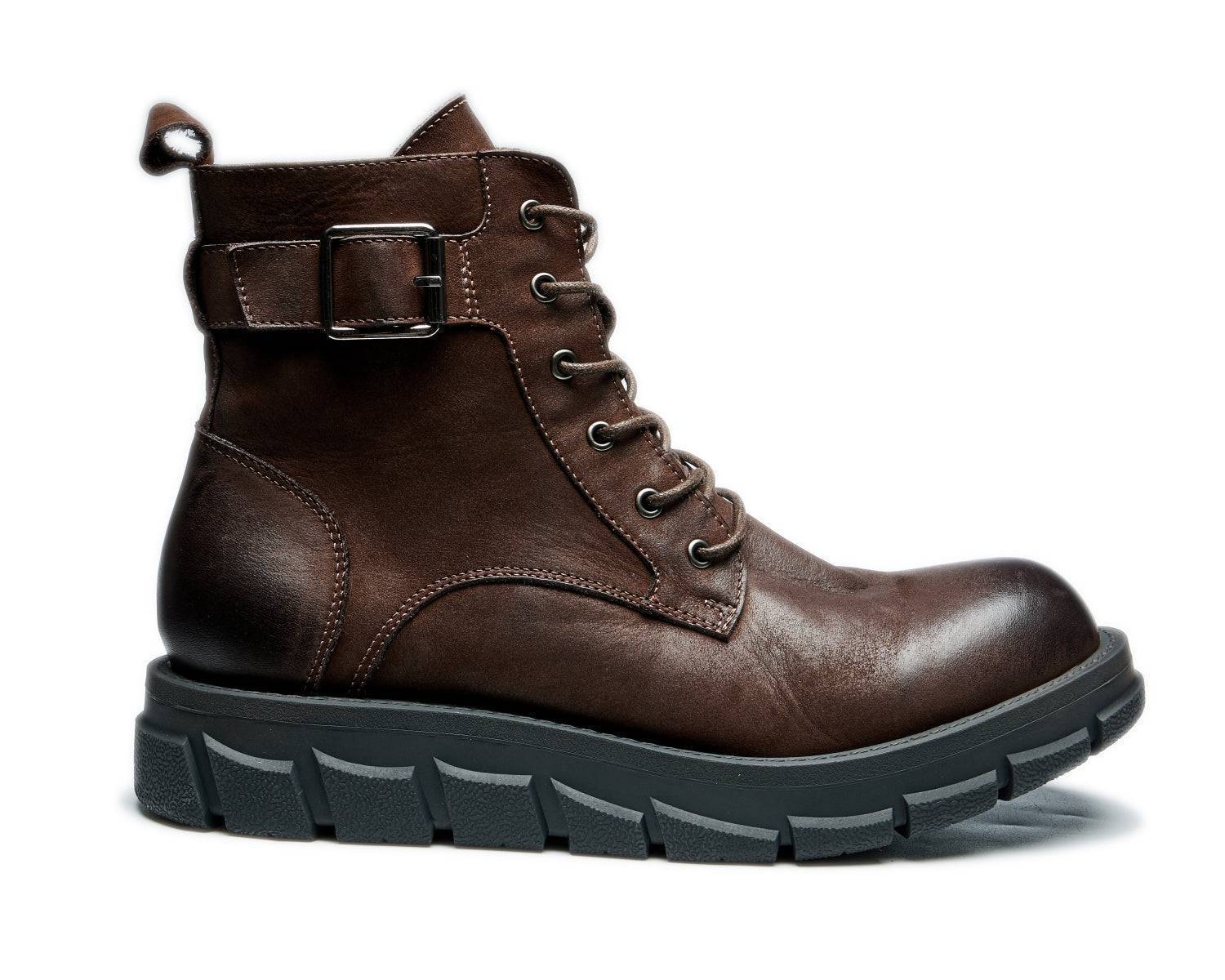 Men's thick-soled motorcycle retro mid-top zipper combat boots10
