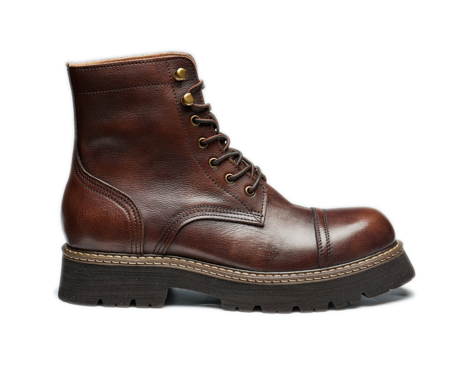 Men's lace-up cap toe work boots with lug sole in various styles including old and skin boots10