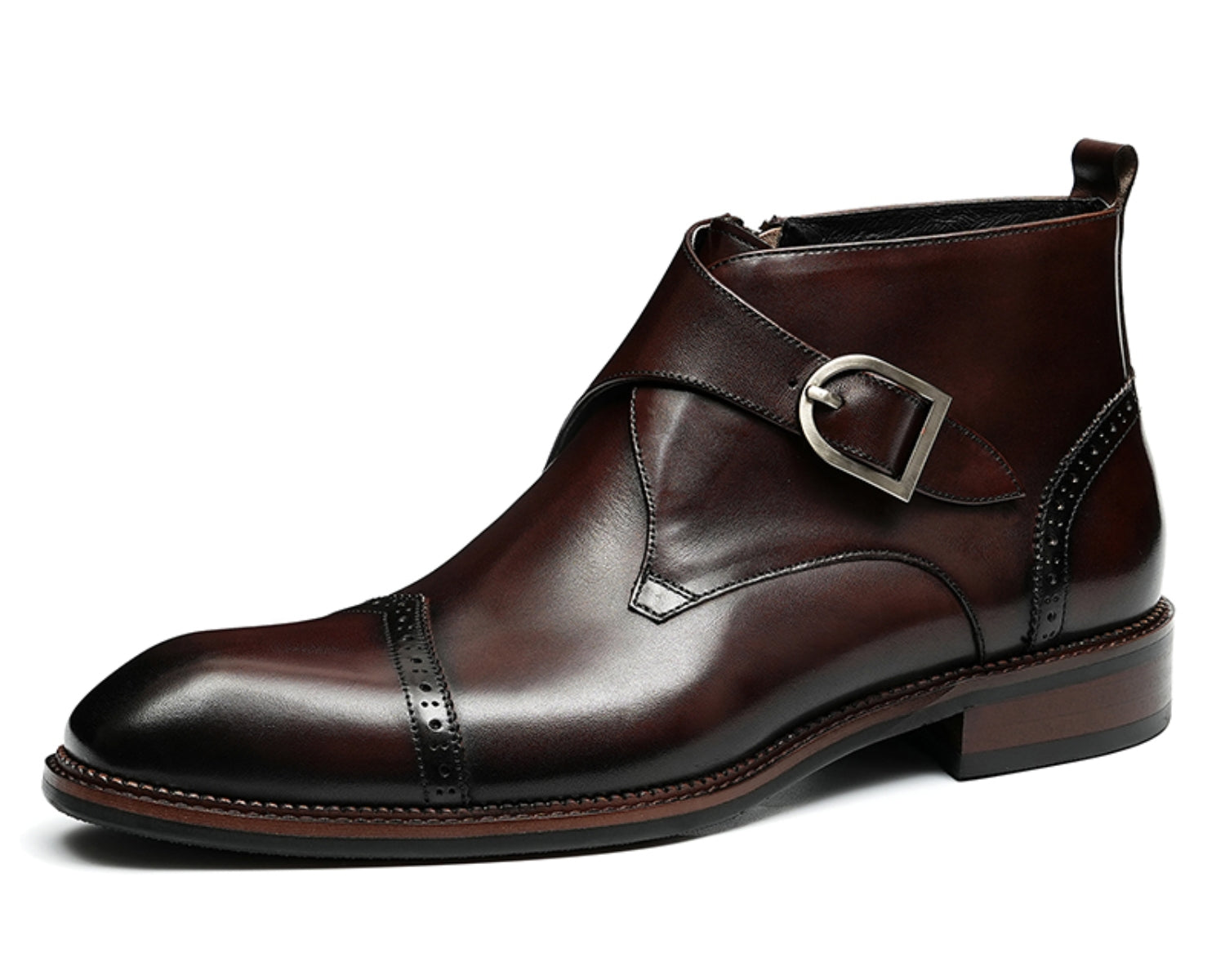 Men's single monk strap dress boots in various styles including manner, old, and skin boots13