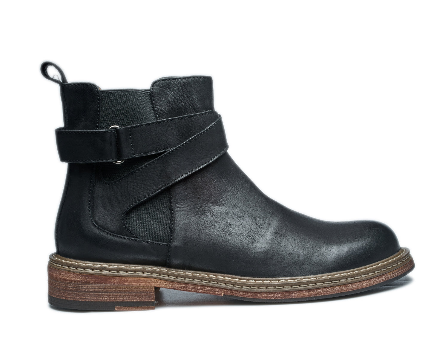 Men's Goodyear Leather Welt Chelsea Boots with Buckle, stylish old skin boots for fashion8