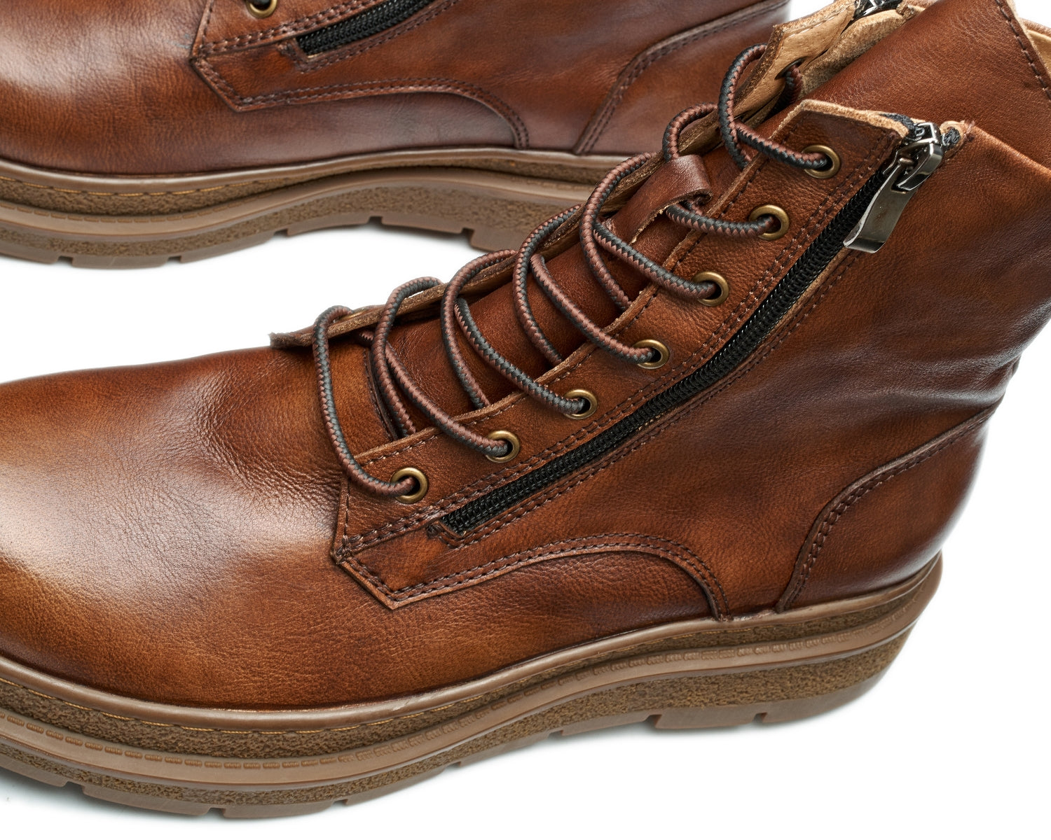 Men's high-top side zipper toe-grain cowhide Martin boots0
